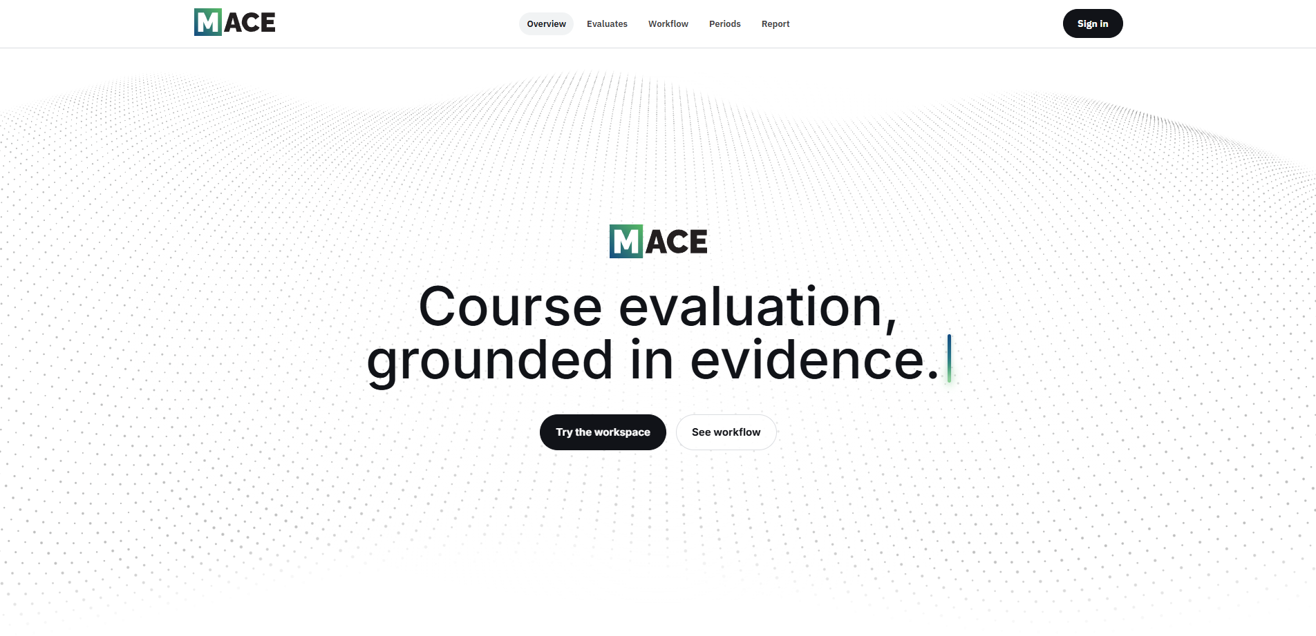MACE course evaluation landing page